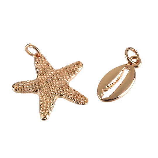12 Packs: 5 ct. (60 total) Charmalong™ Gold Shell Charms by Bead Landing™